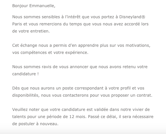 Mail candidature